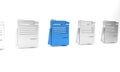 Blue File document icon isolated on white background. Checklist icon. Business concept. Minimalism concept. 3D render