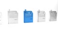 Blue File document and paper clip icon isolated on white background. Checklist icon. Business concept. Minimalism