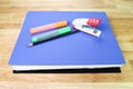 Blue file folder with Color highlight and Stack paper file Royalty Free Stock Photo