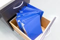 Blue file folder documents In a file cabinet retention Royalty Free Stock Photo