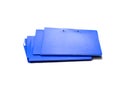 Blue file folder with documents on the white table Royalty Free Stock Photo