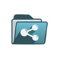 Blue File Folder Icon Featuring a Share Symbol Indicating Data Transfer Royalty Free Stock Photo
