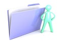 Blue file folder white a cartoon man Royalty Free Stock Photo