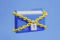 Blue file protected with chain and padlock