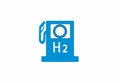 Blue filling station for H2 hydrogen logo