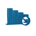 Blue Financial growth decrease icon isolated on transparent background. Increasing revenue.