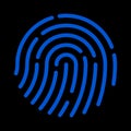 Blue fingerprint on black background,vector Royalty Free Stock Photo