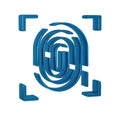 Blue Fingerprint icon isolated on transparent background. ID app icon. Identification sign. Touch id.