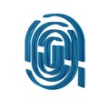 Blue Fingerprint icon isolated on transparent background. ID app icon. Identification sign. Touch id.
