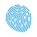 Blue fingerprint isolated on white background. Security scan for your device. Vector illustration