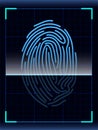 Blue fingerprint on technology background. Vector design element.