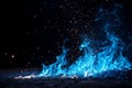 Blue Fire Embers Particles Over Black Background Royalty Free Stock Photo