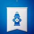 Blue Fire hydrant icon isolated on blue background. White pennant template. Vector Royalty Free Stock Photo