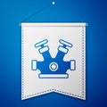 Blue Fire hydrant icon isolated on blue background. White pennant template. Vector Royalty Free Stock Photo