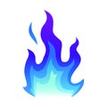 Blue fire icon Flat fire flame vector illustration. blue flame or campfire isolated on white