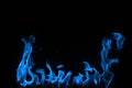 Blue Fire isolated on a black background.