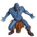 Blue fire ogre in white background