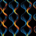 Blue Fire One Dna On Black Background. Tile Seamless Background. Generative AI