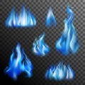 Blue Fire Transparent Set Royalty Free Stock Photo