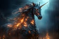 Blue Fire Unicorn of Cleansing can still imagine beautiful unicorn Shining blue mane Spiraling Blue Horn Fairy Tale Generative Ai