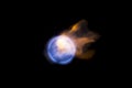 Blue fireball on black