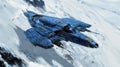 Blue Firefly Adventure: A Spaceship Soaring through the Snowy Mo