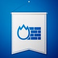 Blue Firewall, security wall icon isolated on blue background. White pennant template. Vector Royalty Free Stock Photo