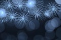 Blue firework and blurred bokeh light with copy space in Christmas and New Year. Abstract background holiday concept. Royalty Free Stock Photo