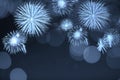 Blue firework and blurred bokeh light with copy space in Christmas and New Year. Abstract background holiday concept. Royalty Free Stock Photo