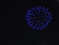 Blue firework burst in the black sky on the Fourth of July