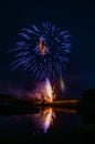 Blue firework explosion in the dark sk Royalty Free Stock Photo