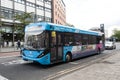 Blue First Group single decker bus in service. Public Transport