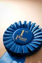 Blue first place winner rosette Royalty Free Stock Photo