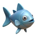 Blue fish. 3d rendering isolated on white background. Cartoon plastic style icon Royalty Free Stock Photo