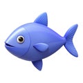 Blue fish. 3d rendering isolated on white background. Cartoon plastic style icon Royalty Free Stock Photo