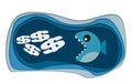 Blue fish eating dollar sign