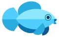 Blue fish flat icon. Marine fauna symbol