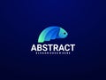 Blue fish logo gradient design uniqe