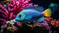 a blue fish with orange and yellow stripes Royalty Free Stock Photo