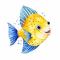 Blue Fish with a Smile and Yellow Stripes