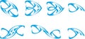 Blue fish symbols on white for your creative designs Royalty Free Stock Photo