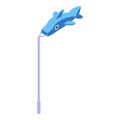 Blue fish windsock waving on metal pole on white background Royalty Free Stock Photo