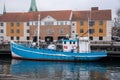 Blue fishing boat in HelsingÃÂ¸r (DK