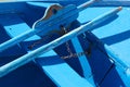 Blue fishing boat with a paddle, Madeira ilsland Portugal