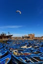 Blue fishing boats in the port of Essaouira - Morocco