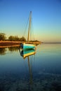 Blue fishing sail boat Royalty Free Stock Photo