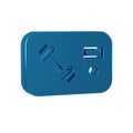 Blue Fitness club, gym card icon isolated on transparent background.