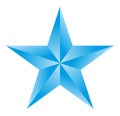 Nice illustration of a 3d look Blue star on white background. Royalty Free Stock Photo