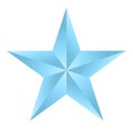 Nice illustration of a 3d look Blue star on white background. Royalty Free Stock Photo