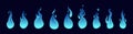 Blue flame. Fire animation sprites. Royalty Free Stock Photo